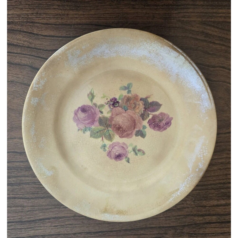 Vintage Lusterware Thompson Aladdin Saucer Plate Pink Rose Pattern Farmhouse 7"